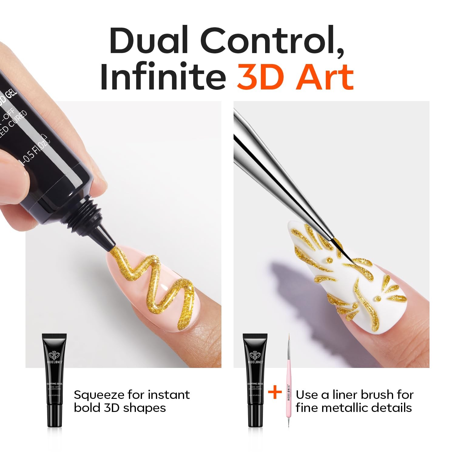 modelones Gold 3D Gel Nail Art 15g