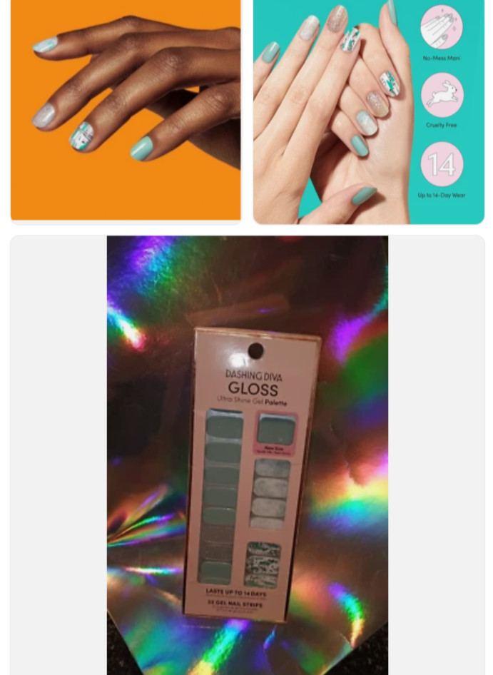 Dashing Diva DESERT QUARTZ, Light Green Gloss,Silver,Tie Dye,Glitter Nail Strips