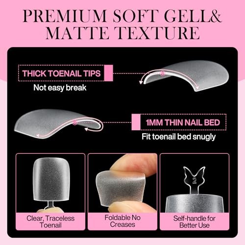 Square Toe Nail Press Ons French Style Toe Tips 240pcs C2-Wide Long Square Toe