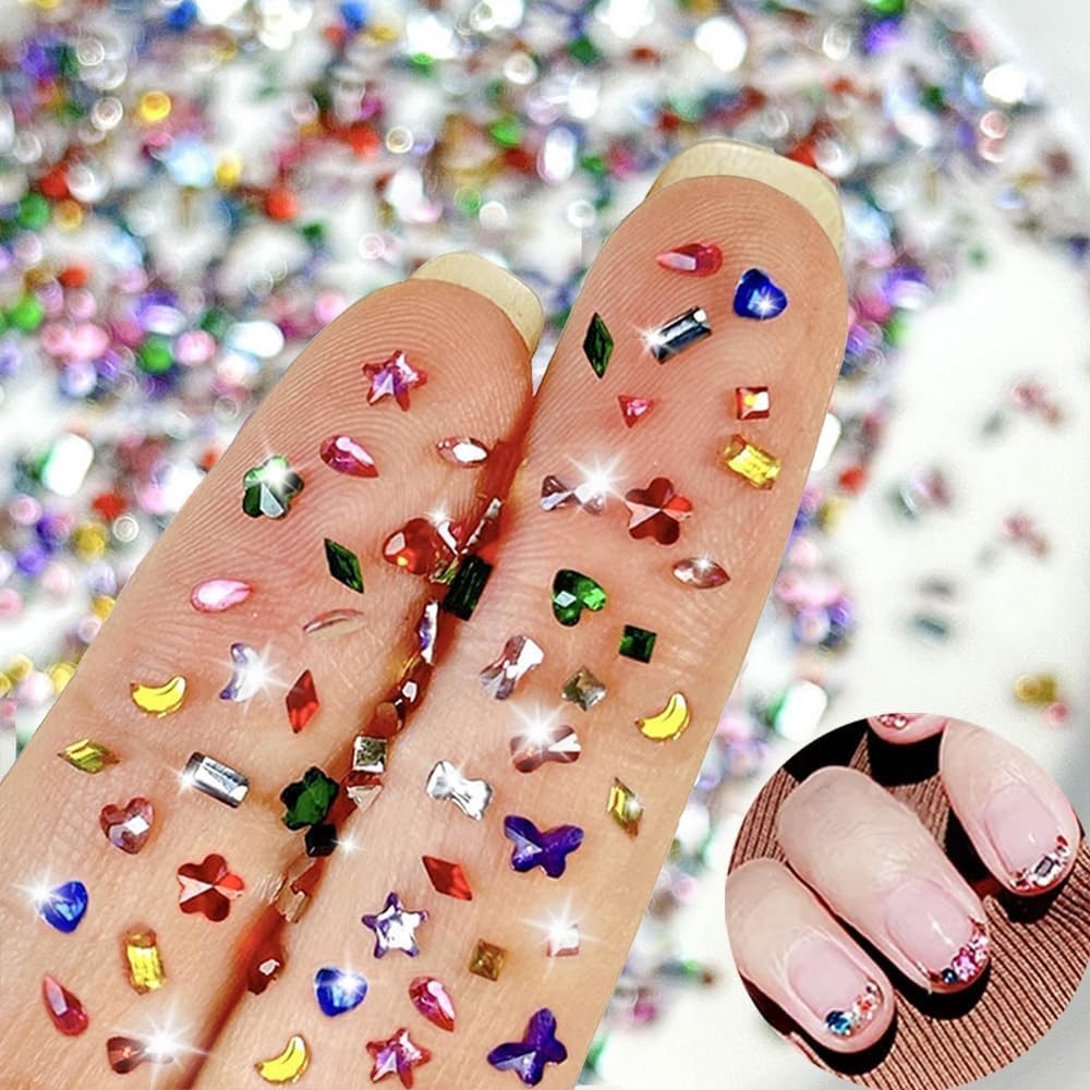 3000pcs Mini Rhinestones for Nails Colorful Nail Rhinestones Acrylic Flatback
