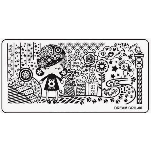 Dream Girl 5 Stamping Nail Art Image Plate Design Rectangle XL Stencil metal