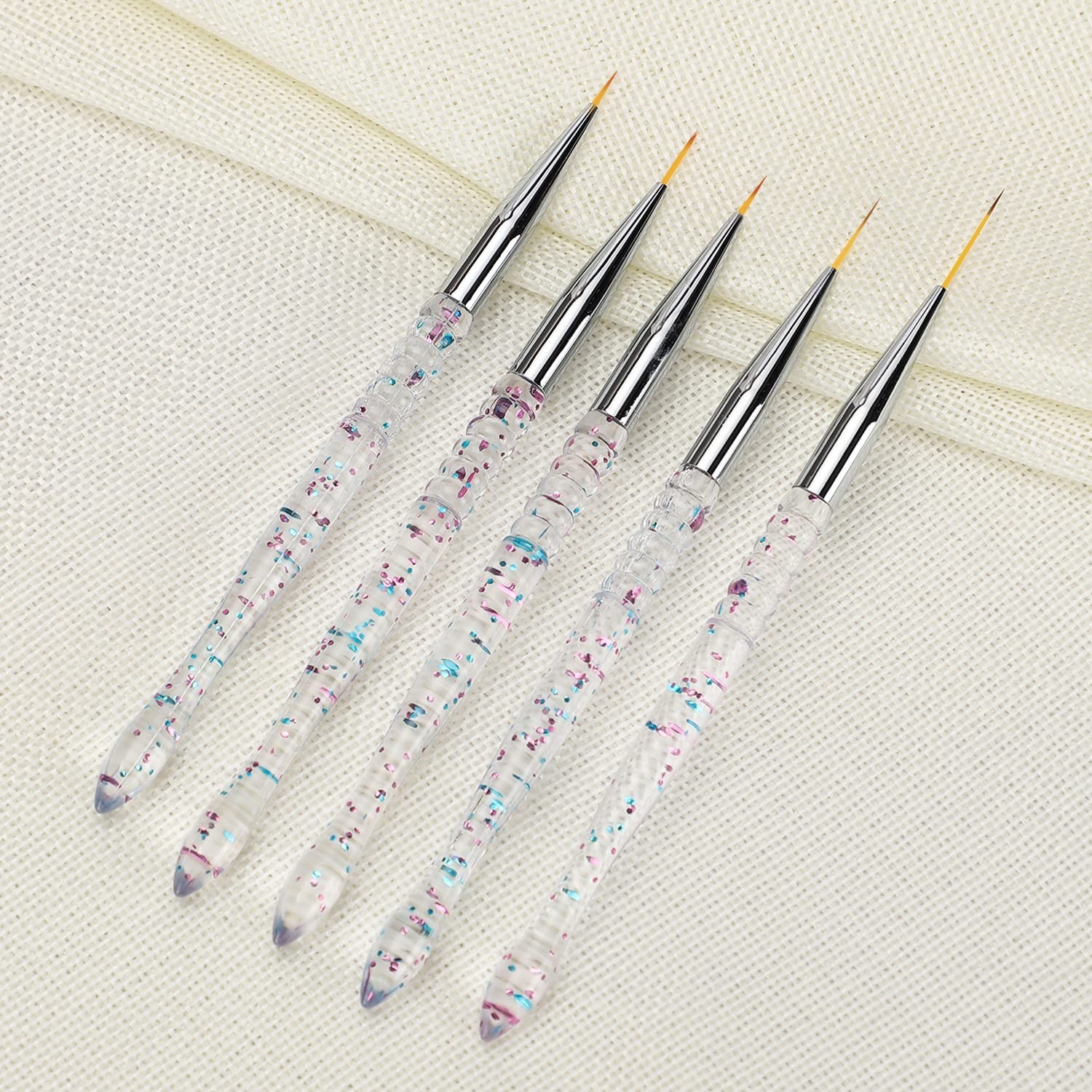 5Pcs Nail Art Liner Brushes, Nail Gel Polish Painting Brush Set, Thin Nail Art D