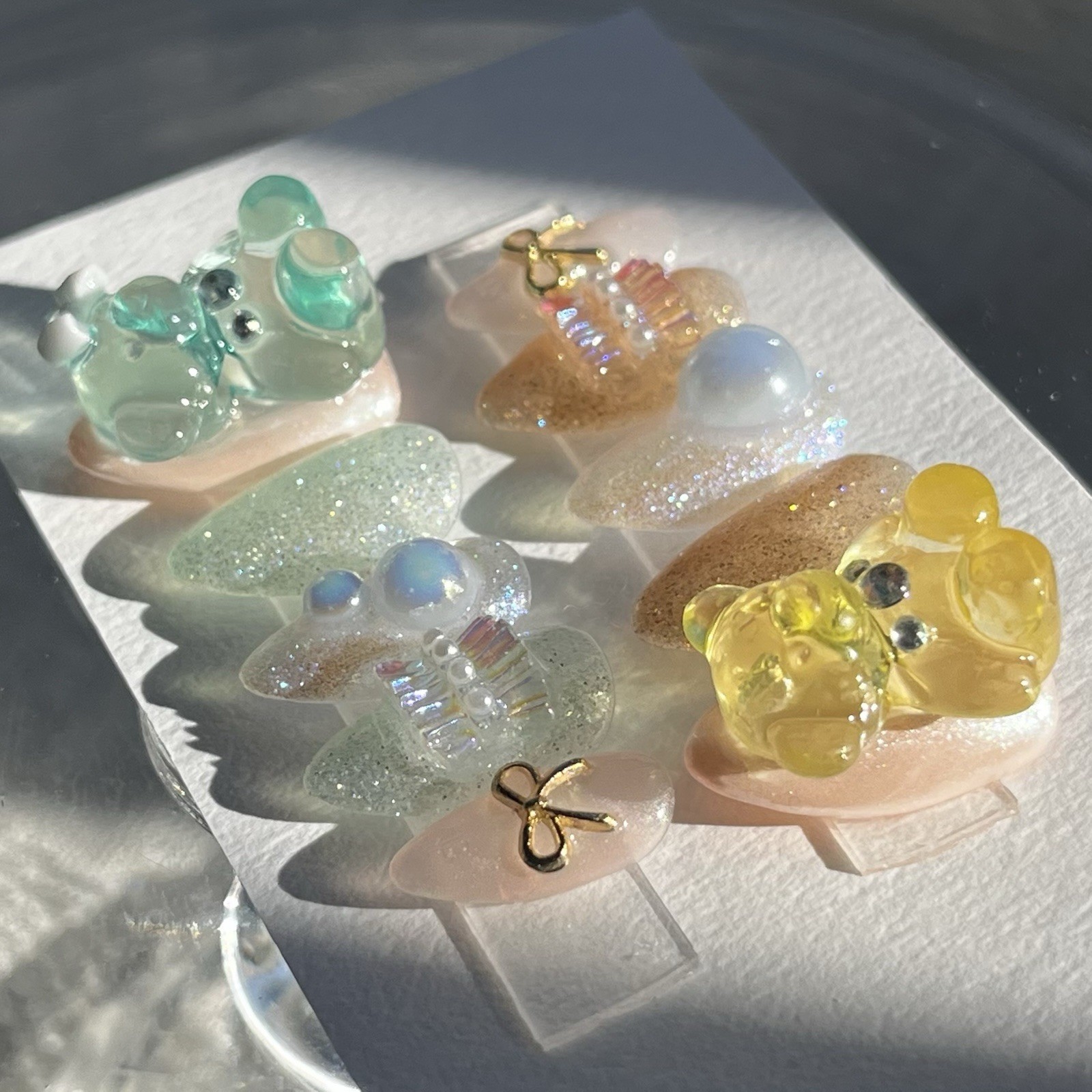 Flash Nail Cute Bear Nail Tips Shimmer Uñas Postizas Oso Bonito By Fumi+