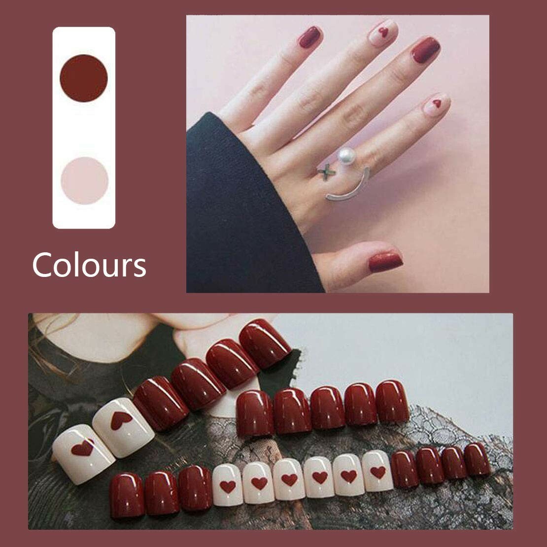 Yemruode 24 Pieces of Oval Short Press on Nails with Adhesive Tabs Easy to Use