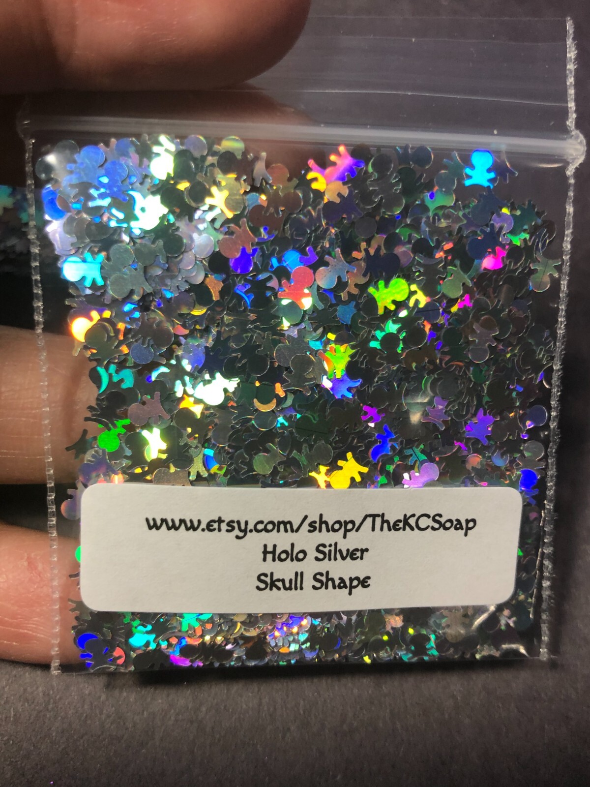 50g Solvent Resistant SKULL shape Glitter HOLO SILVER Nail ART Craft