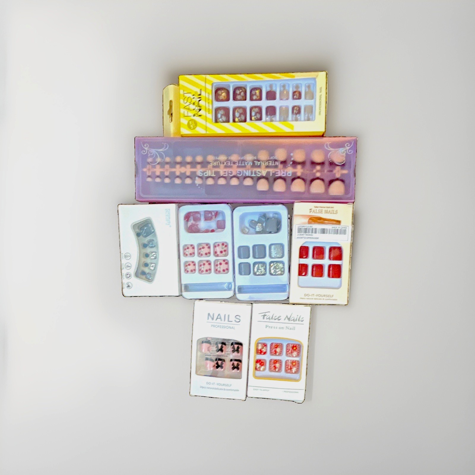 Pre-Designed Press-On Nails Assorted Lot Multicolor Shiny Sets for Finger