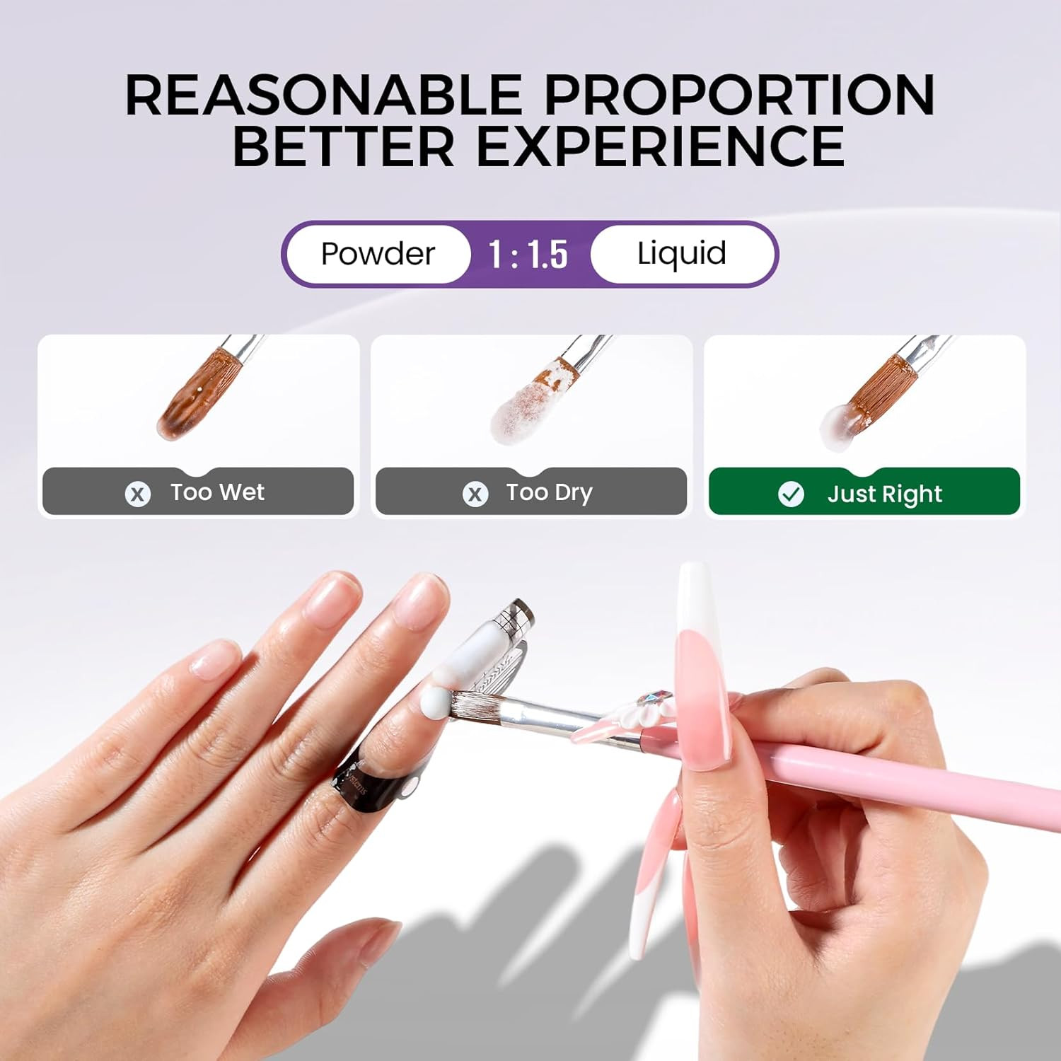 Kit de uñas acrílicas: 30 g de polvo acrílico transparente y 75 ml de acrílico