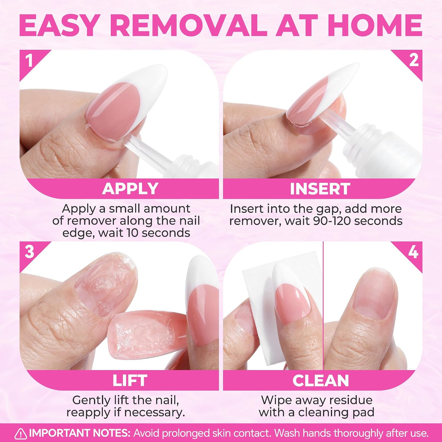 Nail Glue Remover for Press on Nails, 15Ml Acetone-Free Nail Polish Remover, Mul