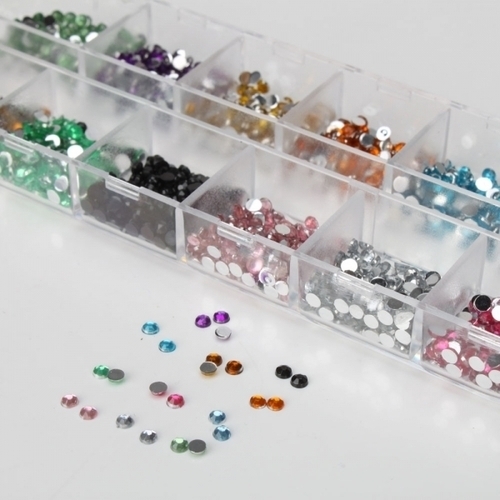 New 12 Colors 3000 Pcs Rhinestones Round 2.0mm for Nail Art or DIY