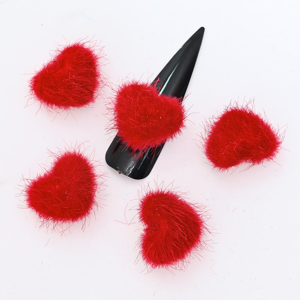 HunCo Nail Magnetic Pompon 6pcs Fluffy Balls Hearts Fur 2025 Winter Accessories