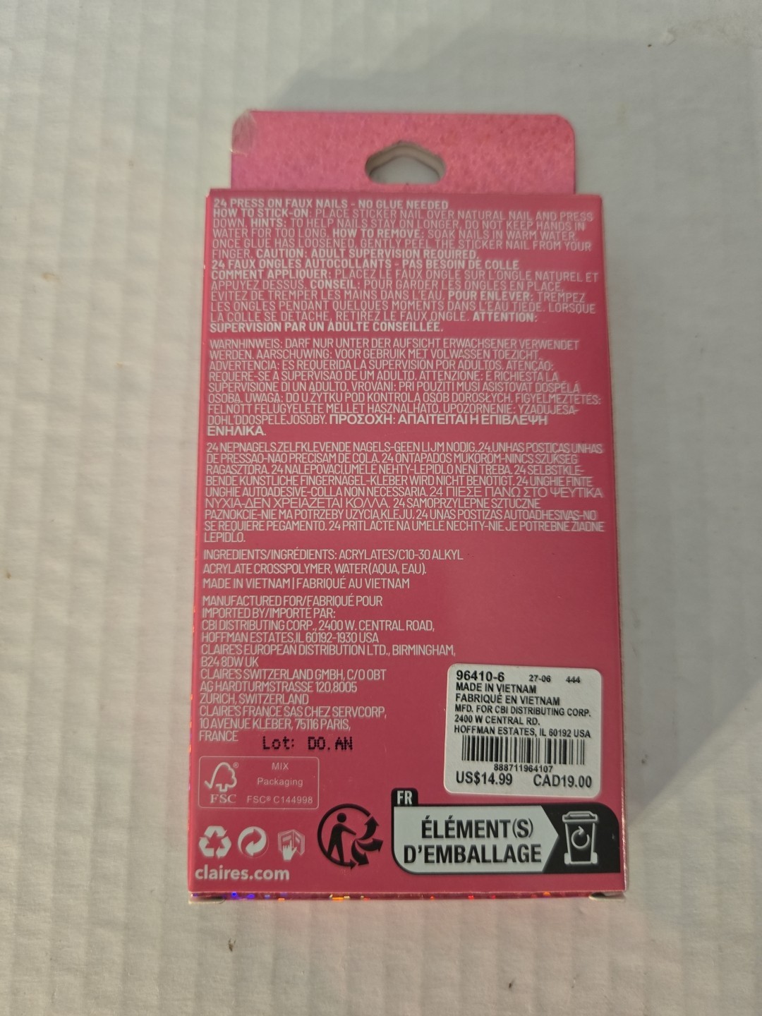 Claire’s Press on Nails 24 Faux Nails for Child New