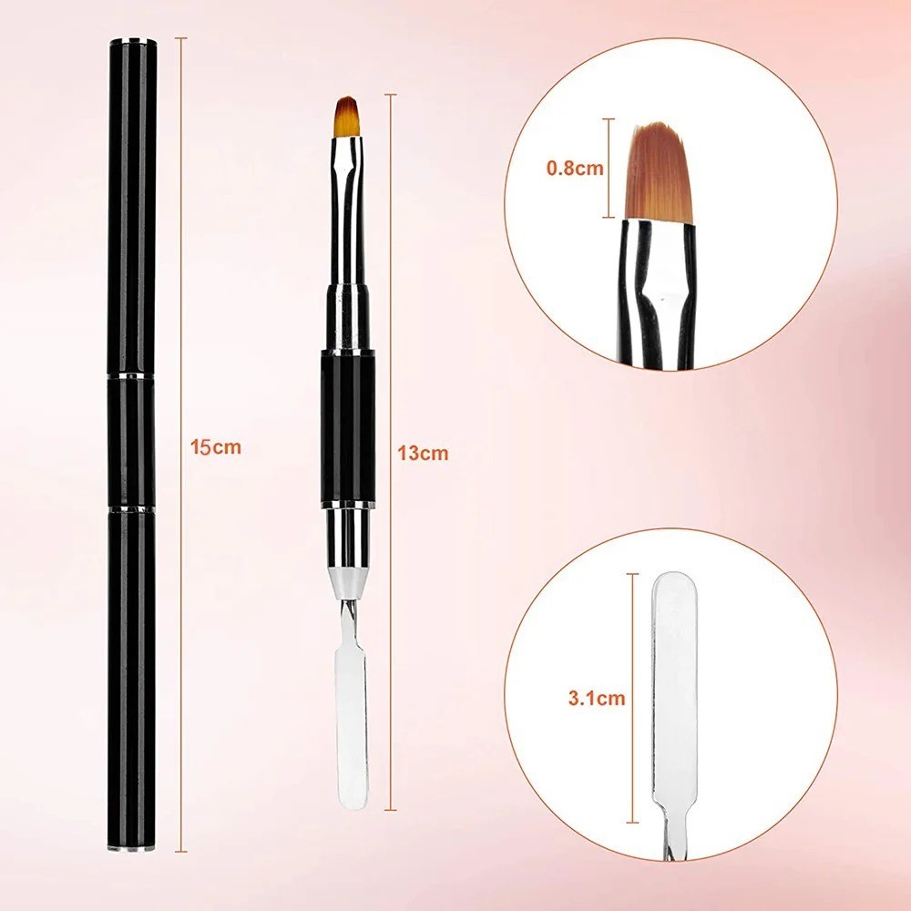 2 in 1 PolyGel Nail Brush Spatula Dual End Gel Builder Application Tool