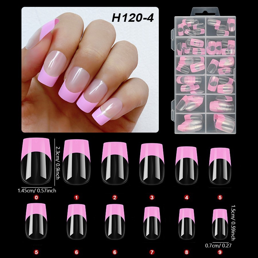 120Pcs False Nail Tips Short French Half Cover Artificial Acrylic Nails Clear