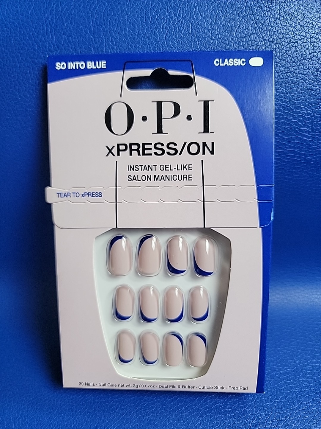 OPI So Into Blue Classic xPress/On Instant Gel-Like Salon Manicure Tear To xPres