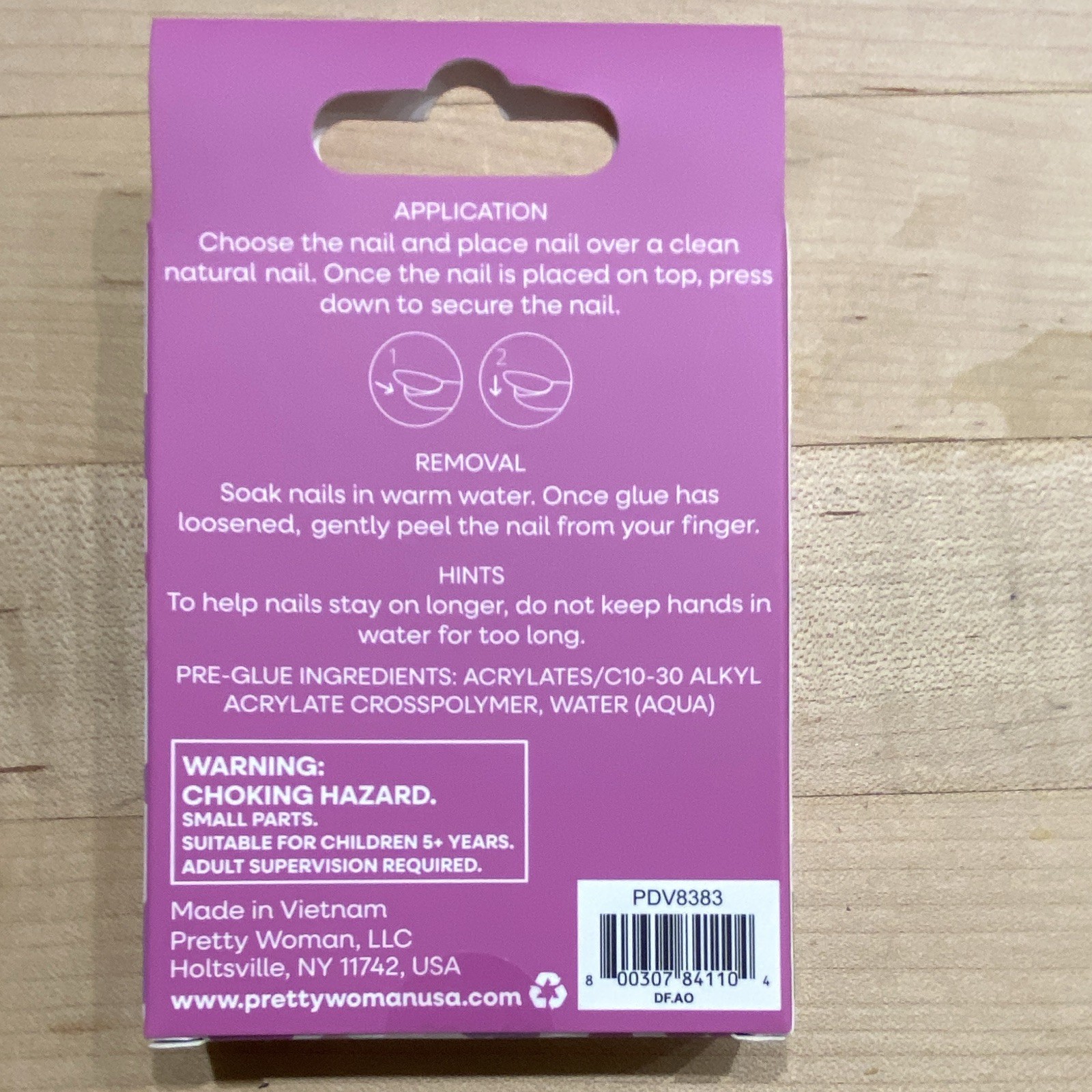 Pretty Woman Pretty Mini Press-On Nails Pre-Glued Floral Pink Purple White