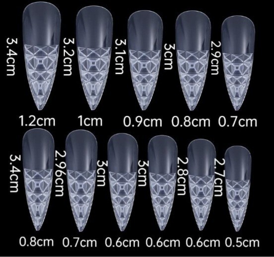 3D printed Dragon Scales Stiletto Clear Press On Nails no polish
