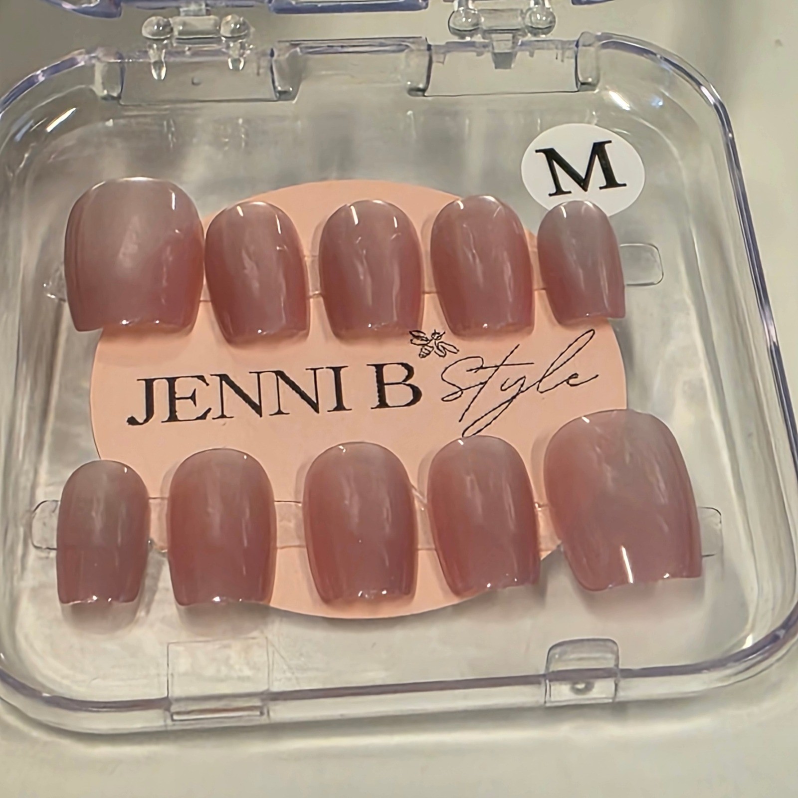 Jenni B Style Press On Nails Bundle Burgundy Iridescent Mauve Kiss Nail Glue M