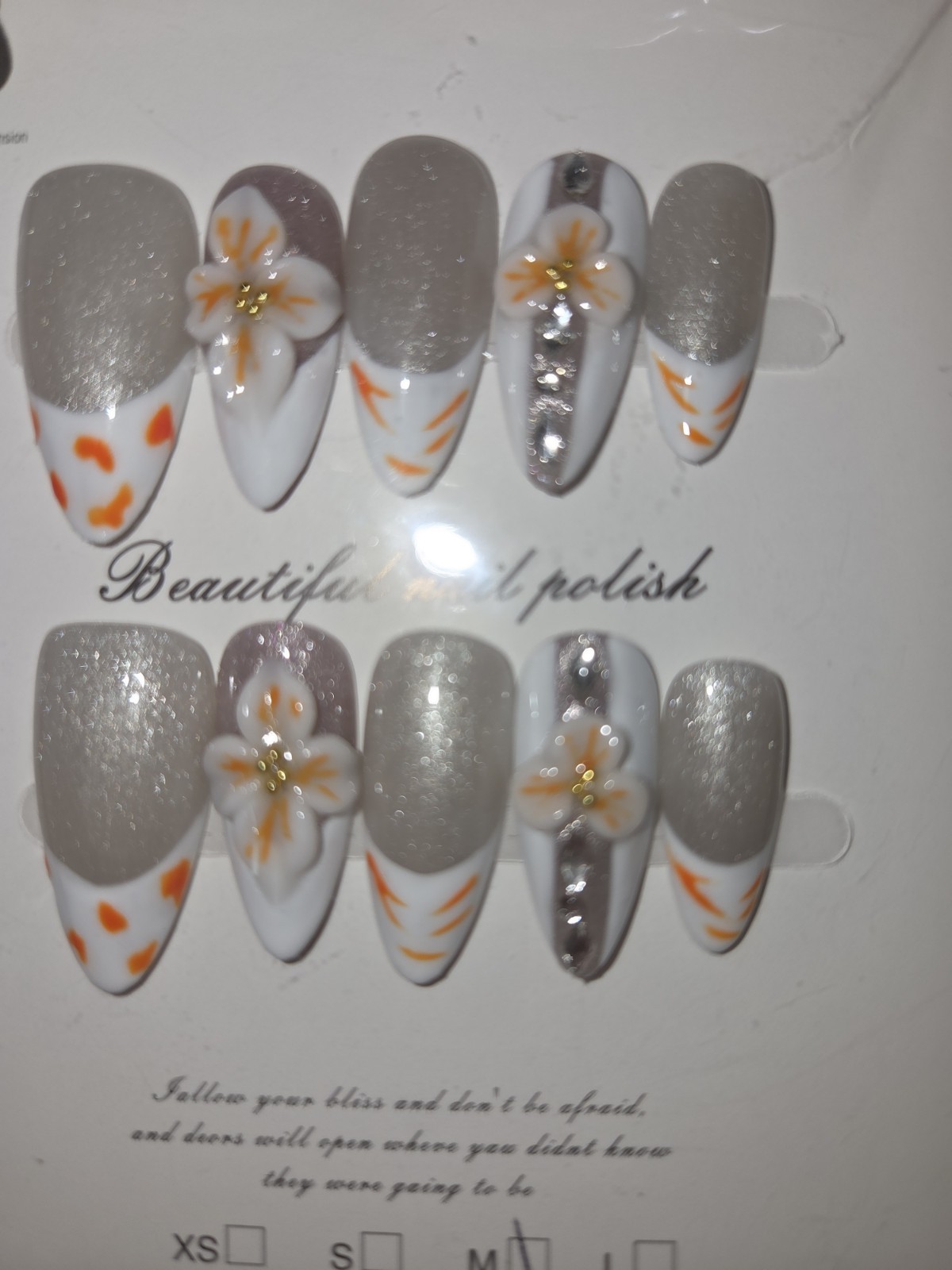 Press On Nails Handmade Medium Short Almonds Bundle Of 10 Each Owe Color Theme
