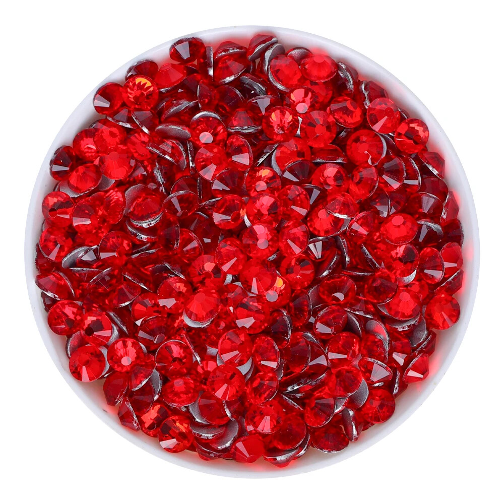 Siam Glass Flatback Rhinestone Glitter Red Glue On Crystal Diamond for Nail Art