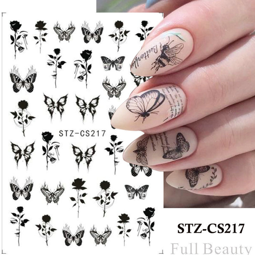 Nail Art Rose Flower Butterfly Hello Kitty Bow Decal Self Adhesive stickers NS50