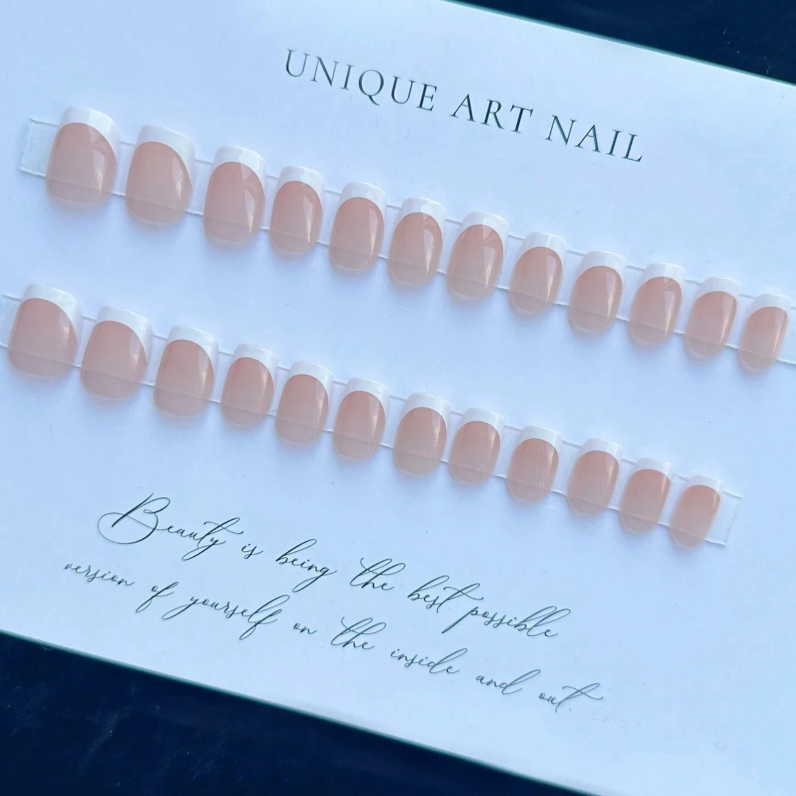 24pcs Short Square Press Fake Nails with Color Block Print Jelly Glue and File