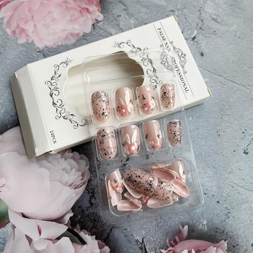 Easter French Tip Press on Nails Almond Medium Fake Nails Rabbit Design Style 5