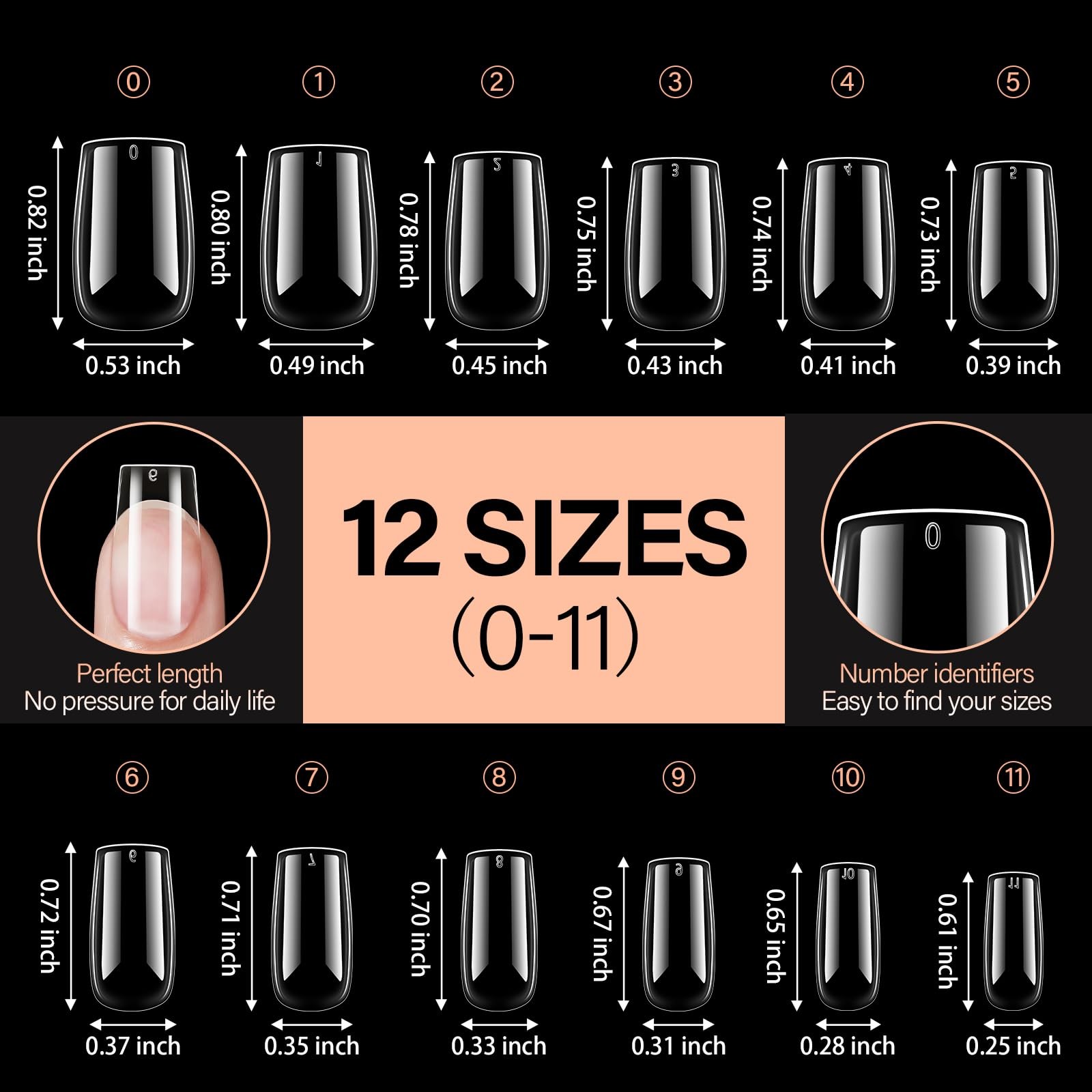Short Square Nails Clear Gel Nail Tips False Full Cover Soft 216pcs–square