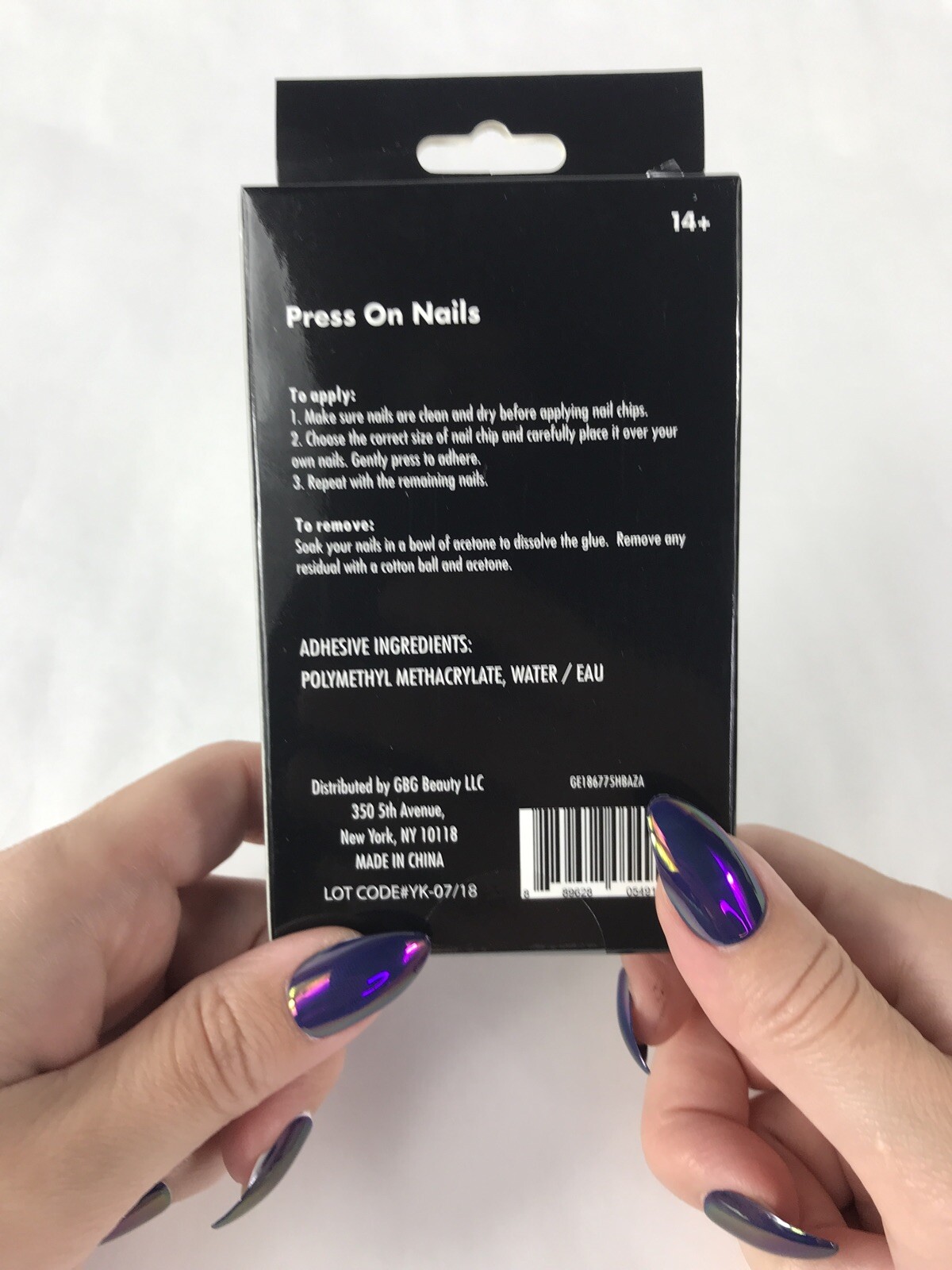 24pc Cosplay Goth Halloween Roleplay Press On Fake Metallic Purple Cat Nails Kit