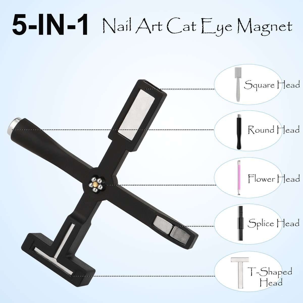 Nail Art Magnet Cross Shaped Nail Polish Magnet 5-in-1 Magnetic Polish for DIY