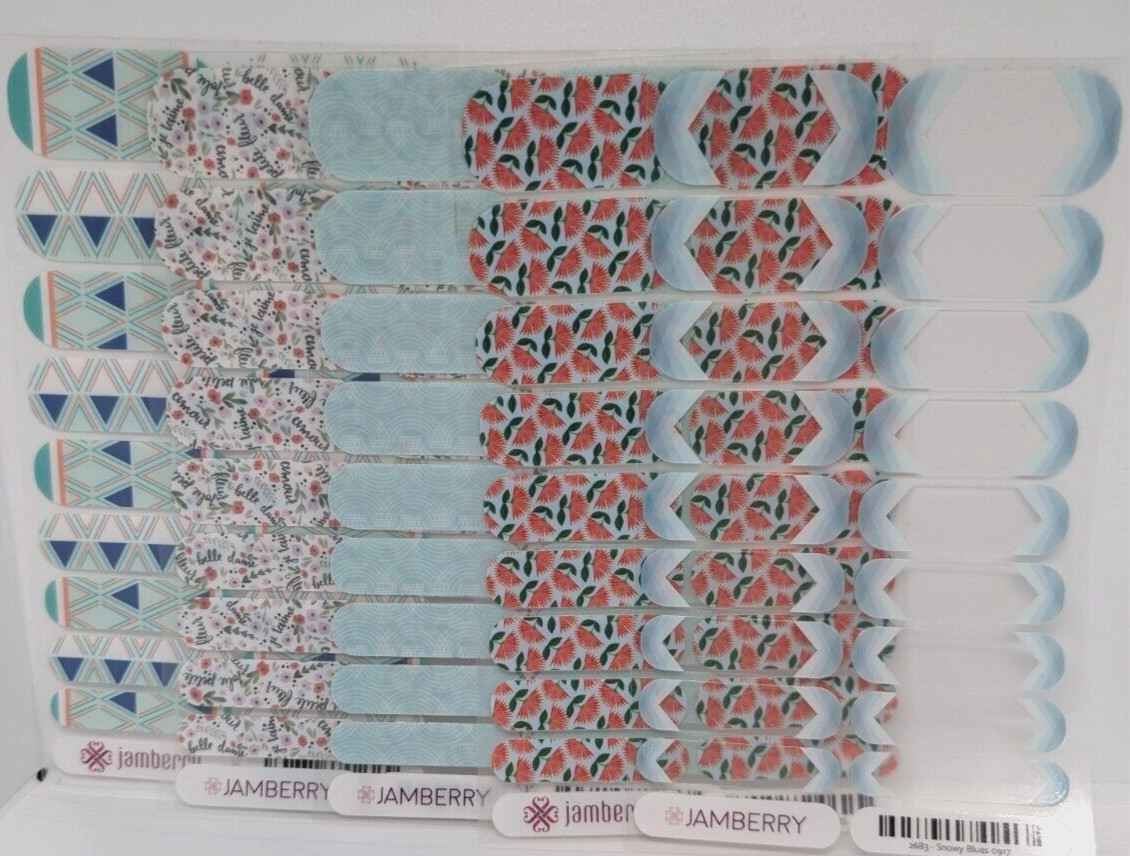 Jamberry Nail Wraps Full Sheets – Teal Traveler Design Lot of 5