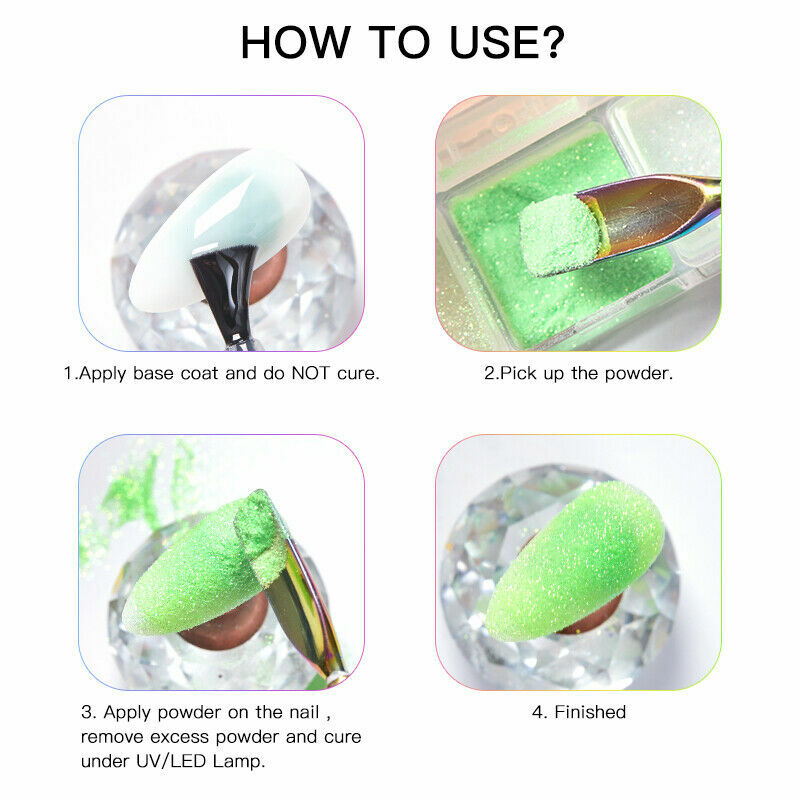 6 Grids/box Fluorescence Nail Art Powder Dust Glitter Nails Manicure Decoration