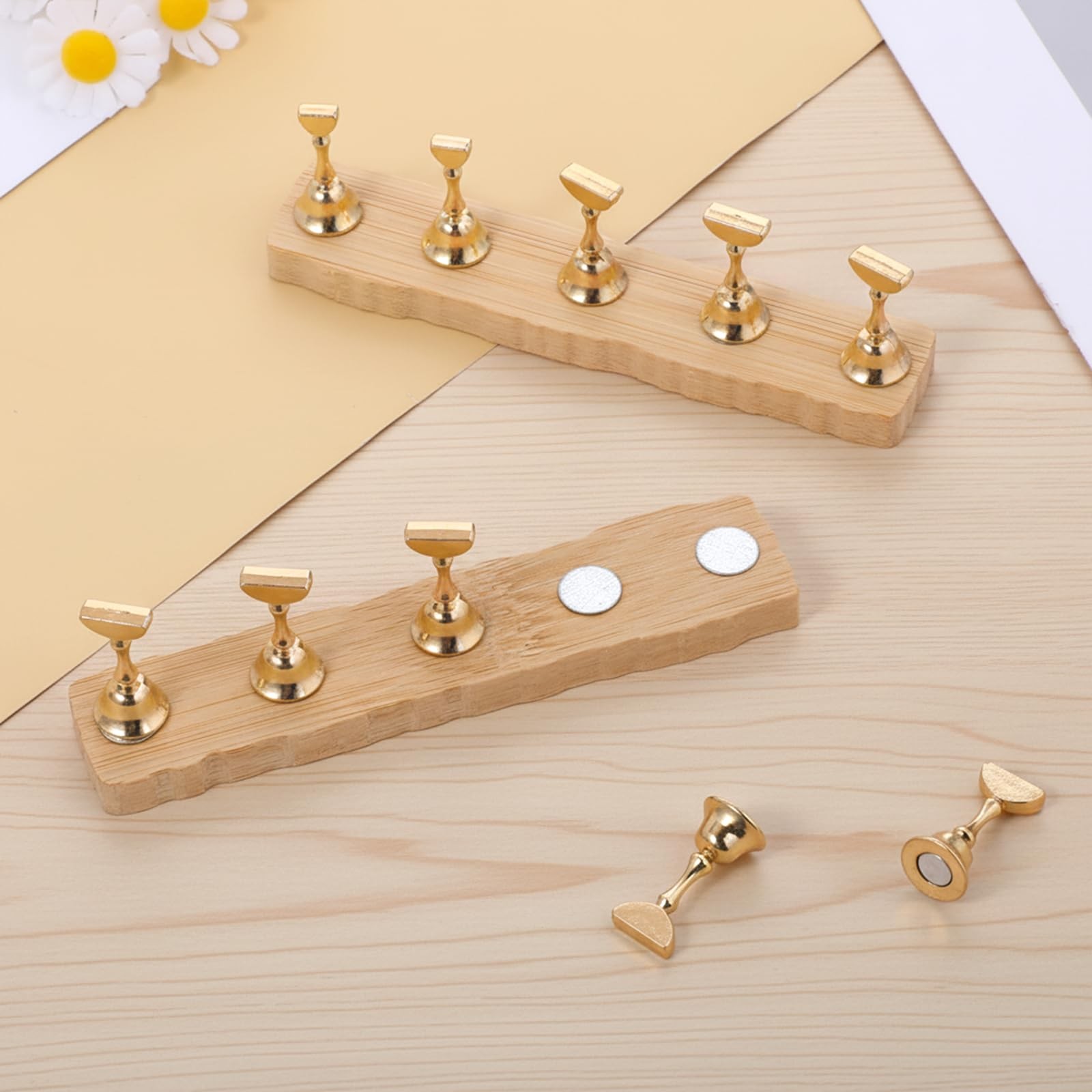 Wood Press on Nail Holder 2 Set, Nail Stand for Press on Magnetic Nails Tip H…