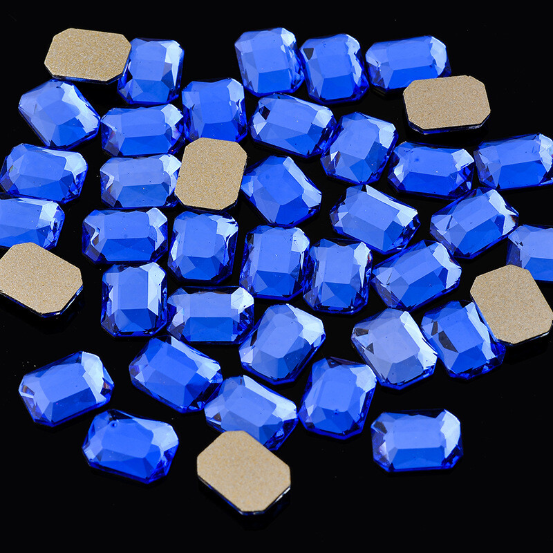 20pcs 6x8mm Nail Art Shaped Rectangular Flat Bottom Glass Rhinestone