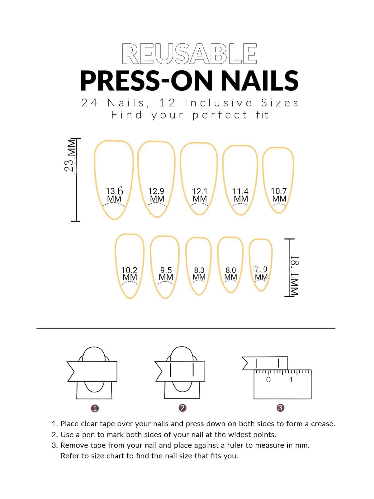 24pcs Almond Gold Solid Mirror Fake Nail False Nails Press On Nails Glue On