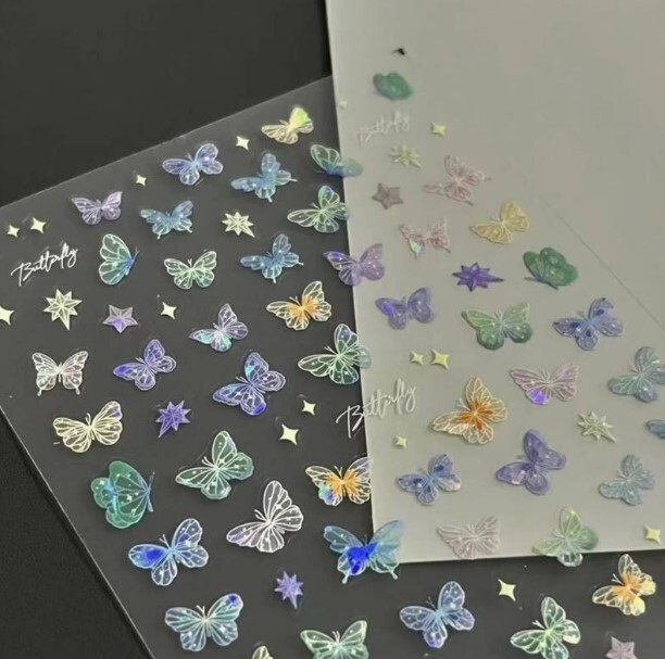 Nail Art Stickers Self Adhesive Sparkling Butterflies Women Girls Kids Party