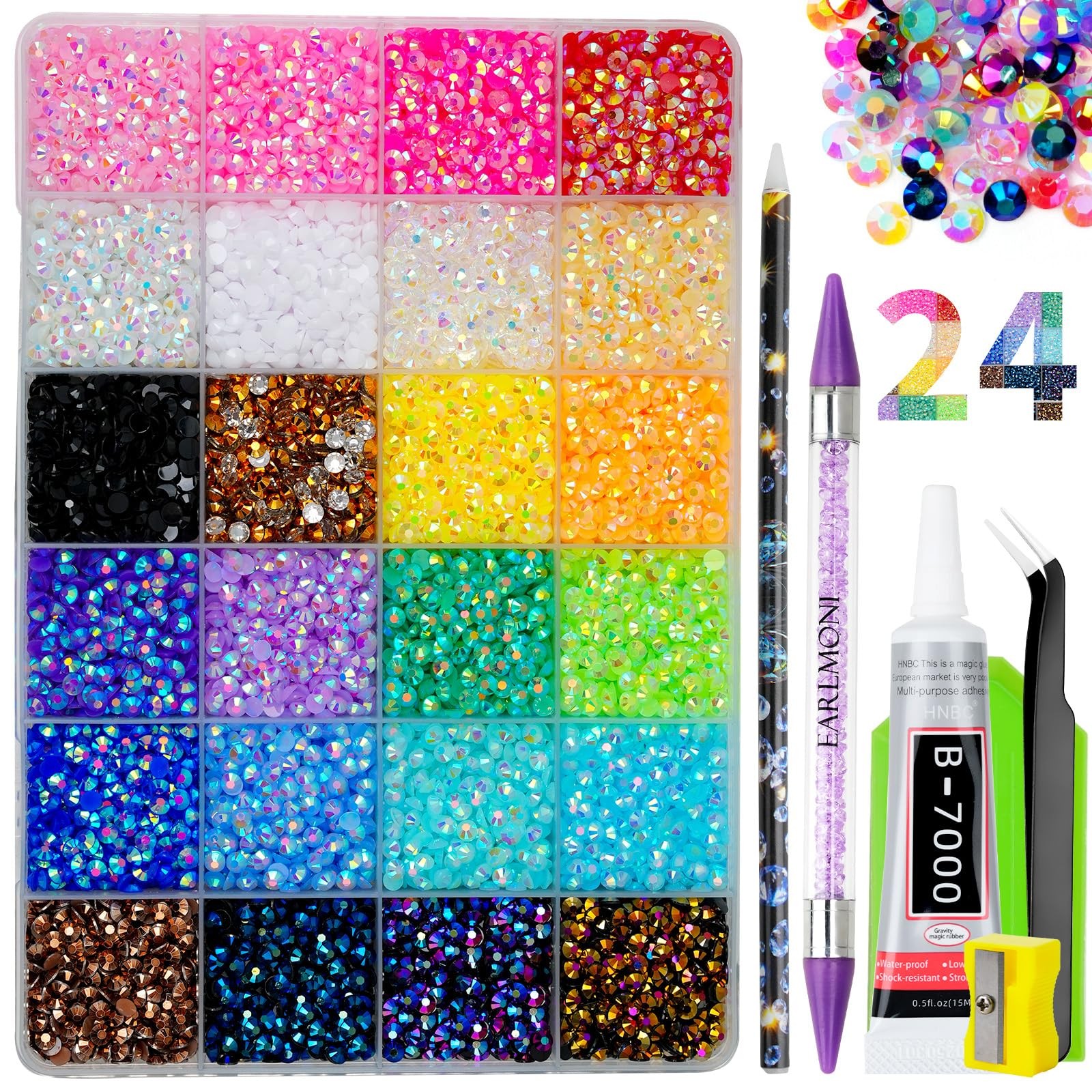 30000Pcs Resin Jelly Rhinestones for Bedazzling, EARLMONI Flatback Gems Bedaz…