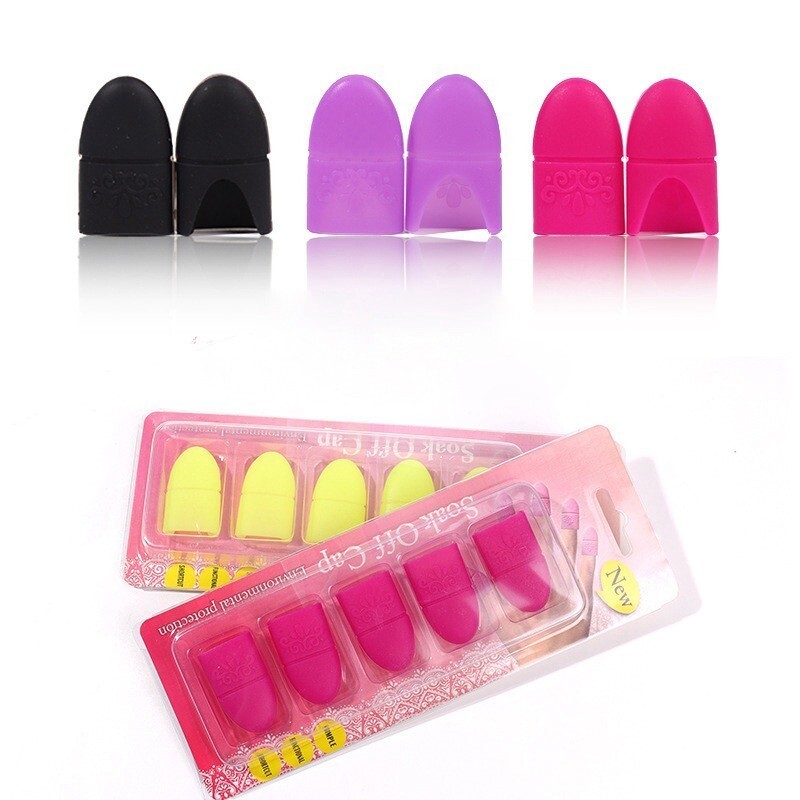 Removal Caps Remover Reusable Clips Fingertips Gel Polish Soak Nail Art Silicone