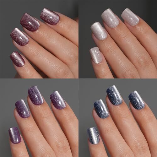 120Pcs Square Press on Nails Short 1 Fl Oz (Pack of 120) Red,Blue,White,Purple