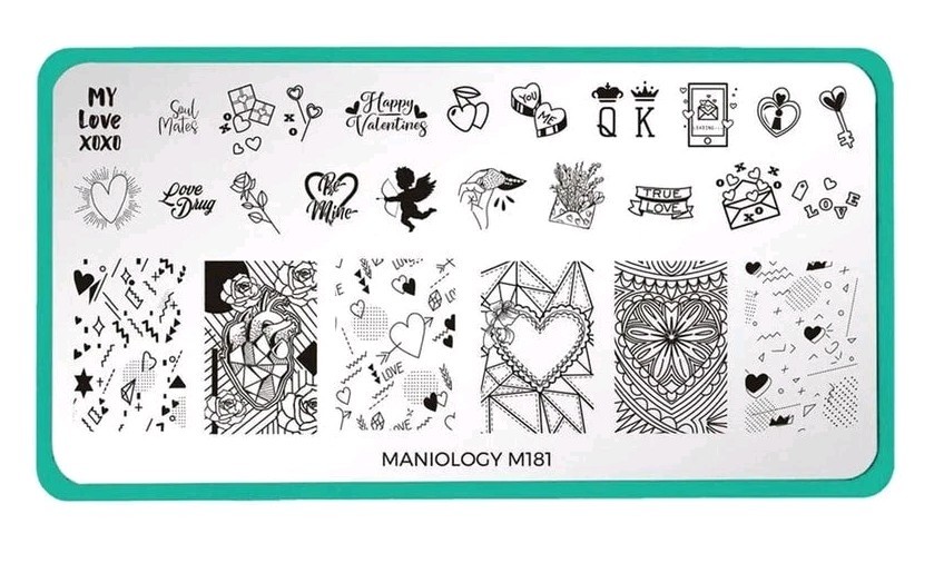 Maniology M181 Happy Valentines Day Paper Hearts Love Letter Nail Stamp Plate