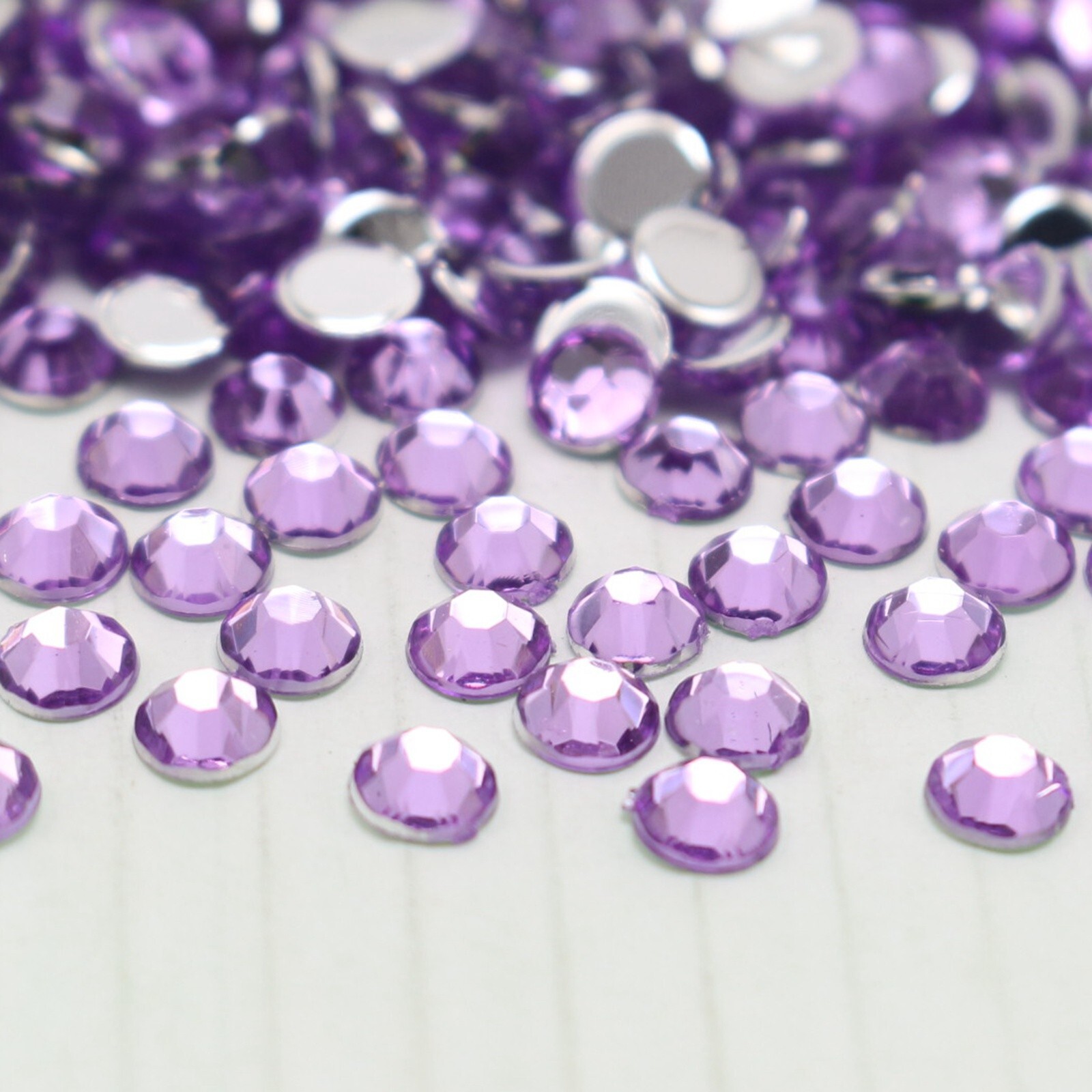 2000 Purple Crystal Acrylic Round Faceted Flatback Rhinestone Gem 4mm SS16 Nail