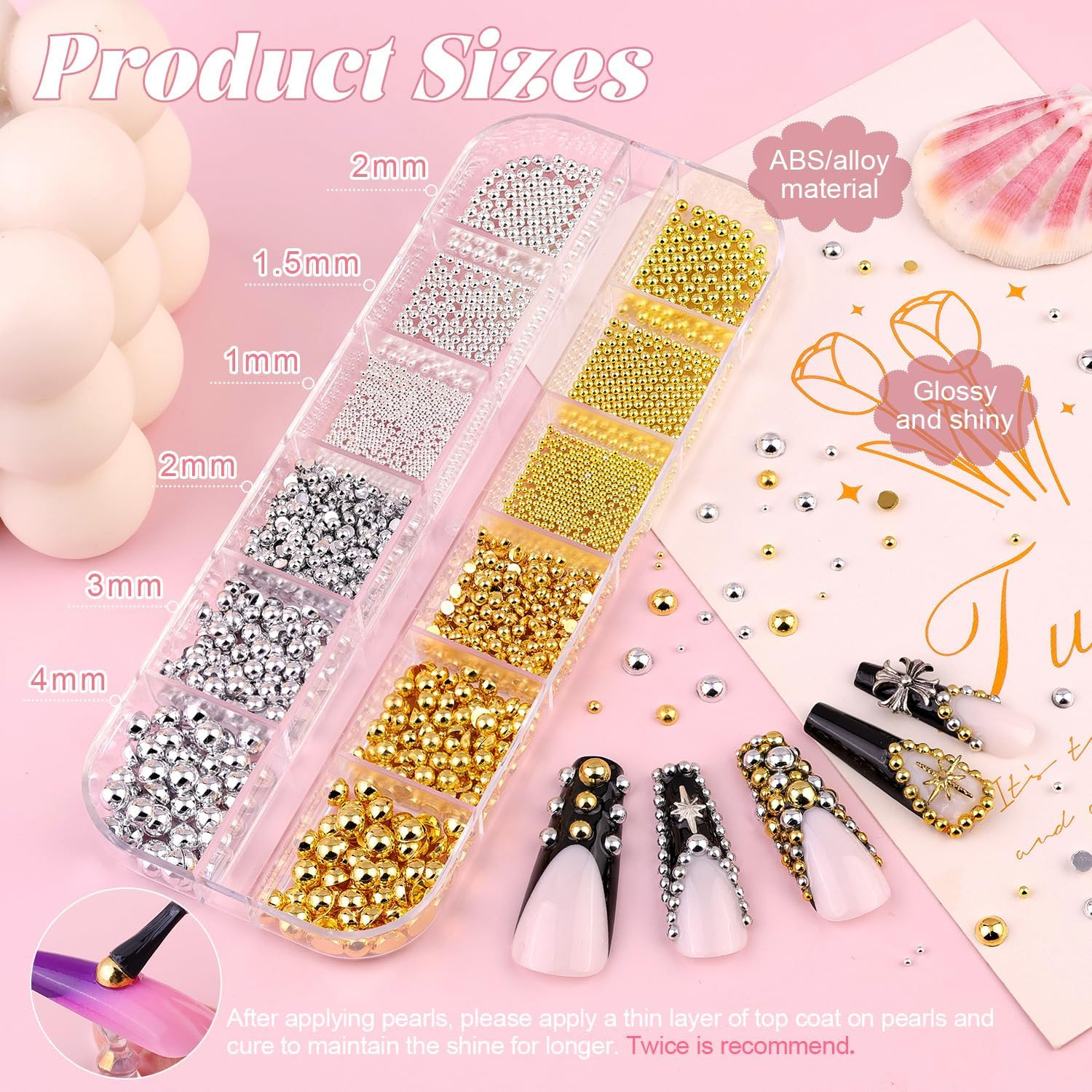 10000Pcs Colorful Nail Rhinestones and Charms for Nail Art, Flatback Nail Pearls