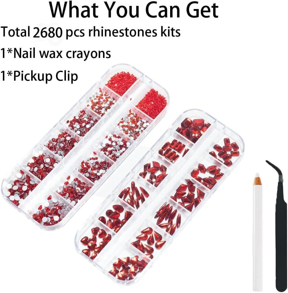 Red Crystal Nail Art Rhinestones Glass Diamond Jewelry Nail Art for Nails Faces