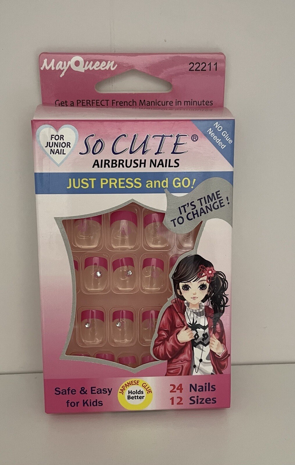 Beautia 1Pack 24Tips So Cute Junior False Fake Nails With Glue For Kids
