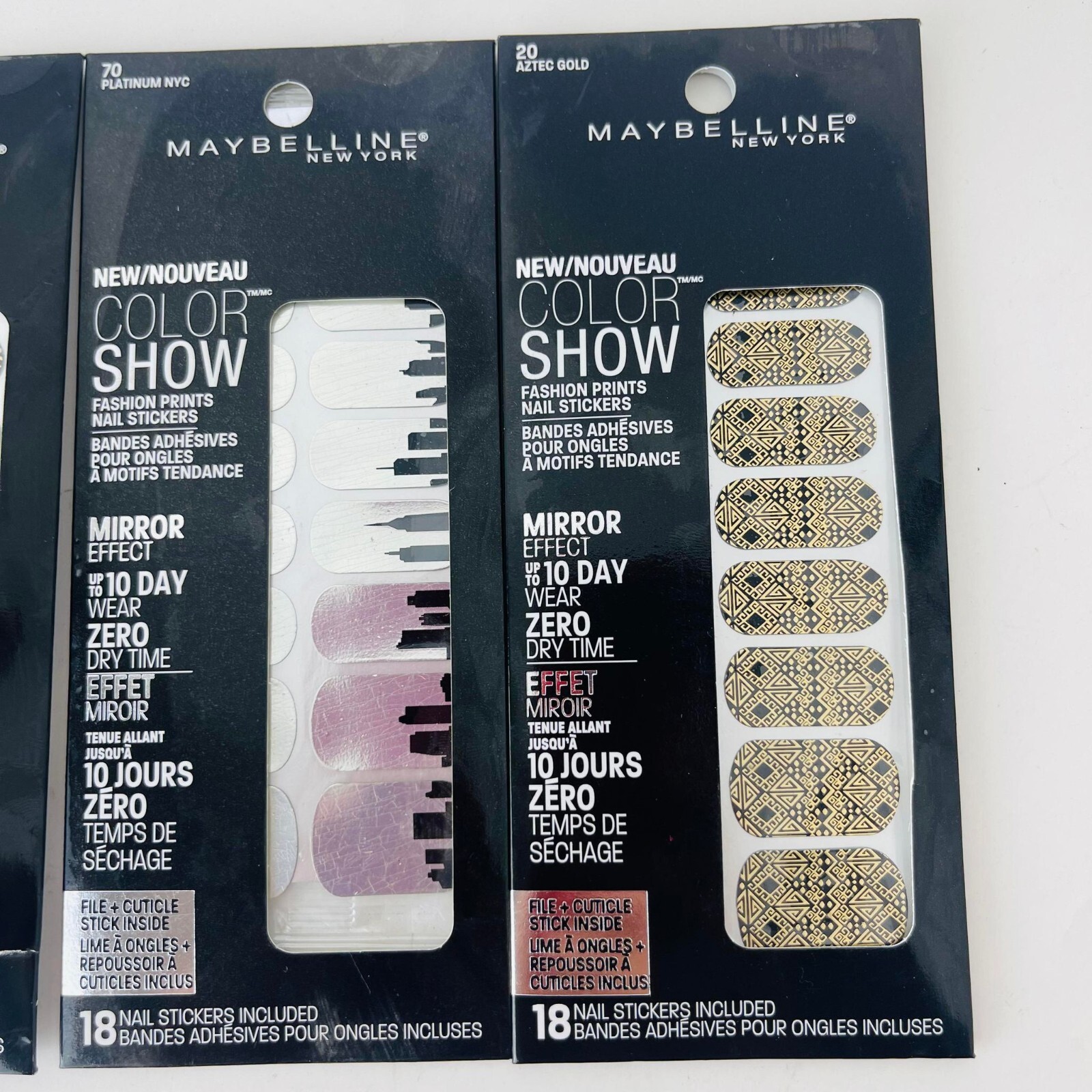 Lot of 4 Maybelline New York Nail Stickers Included Bands Adhesive Mirror Effect