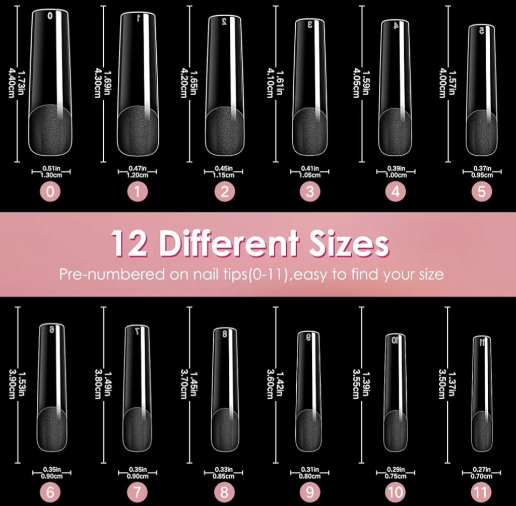 Ranrose Long Straight Nails Tips 240 PCS Full Cover Nail Tips