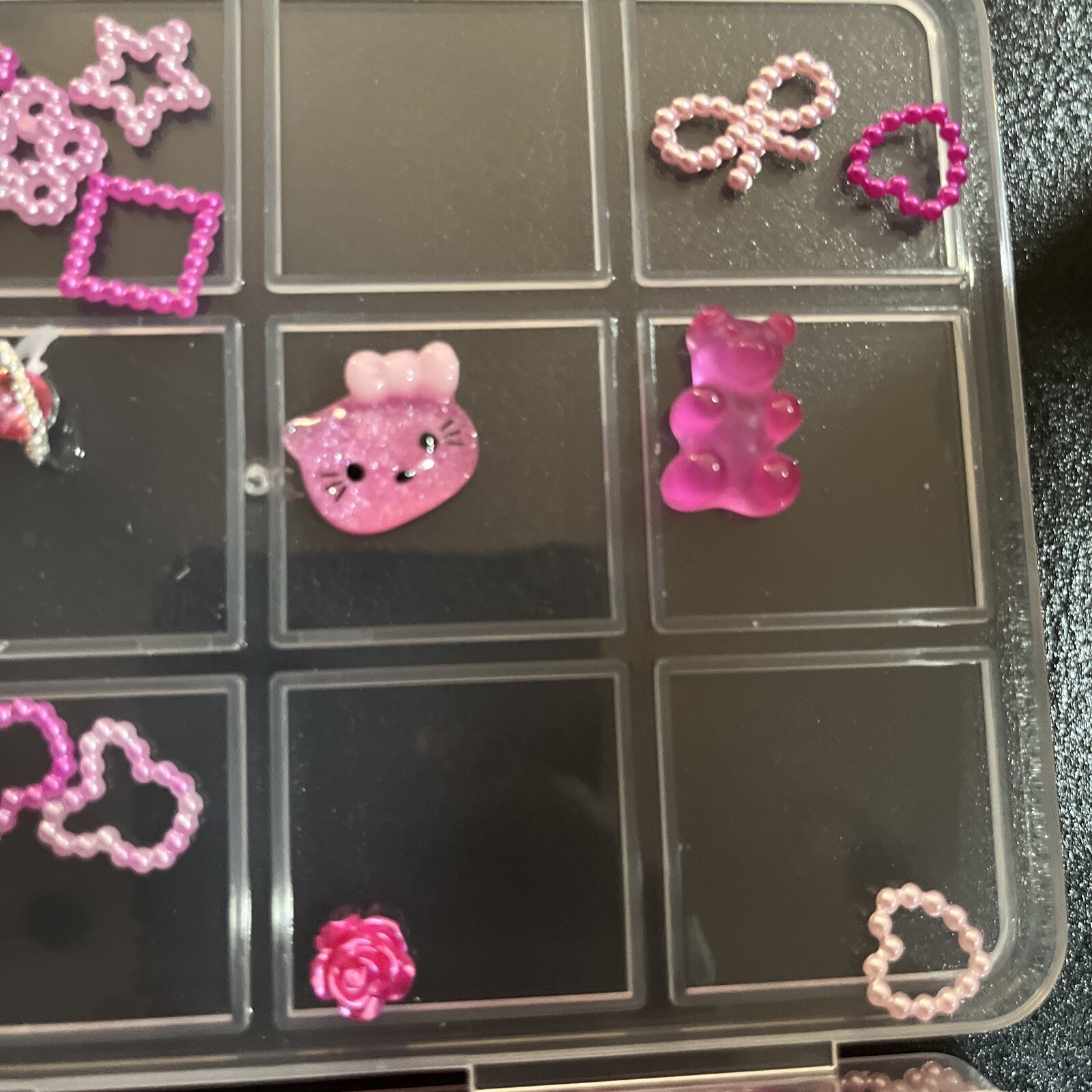 3D Pink Nail Charms Bulk Gummy Bear, Butterfly, Bow, Assorted Nail Charms Set