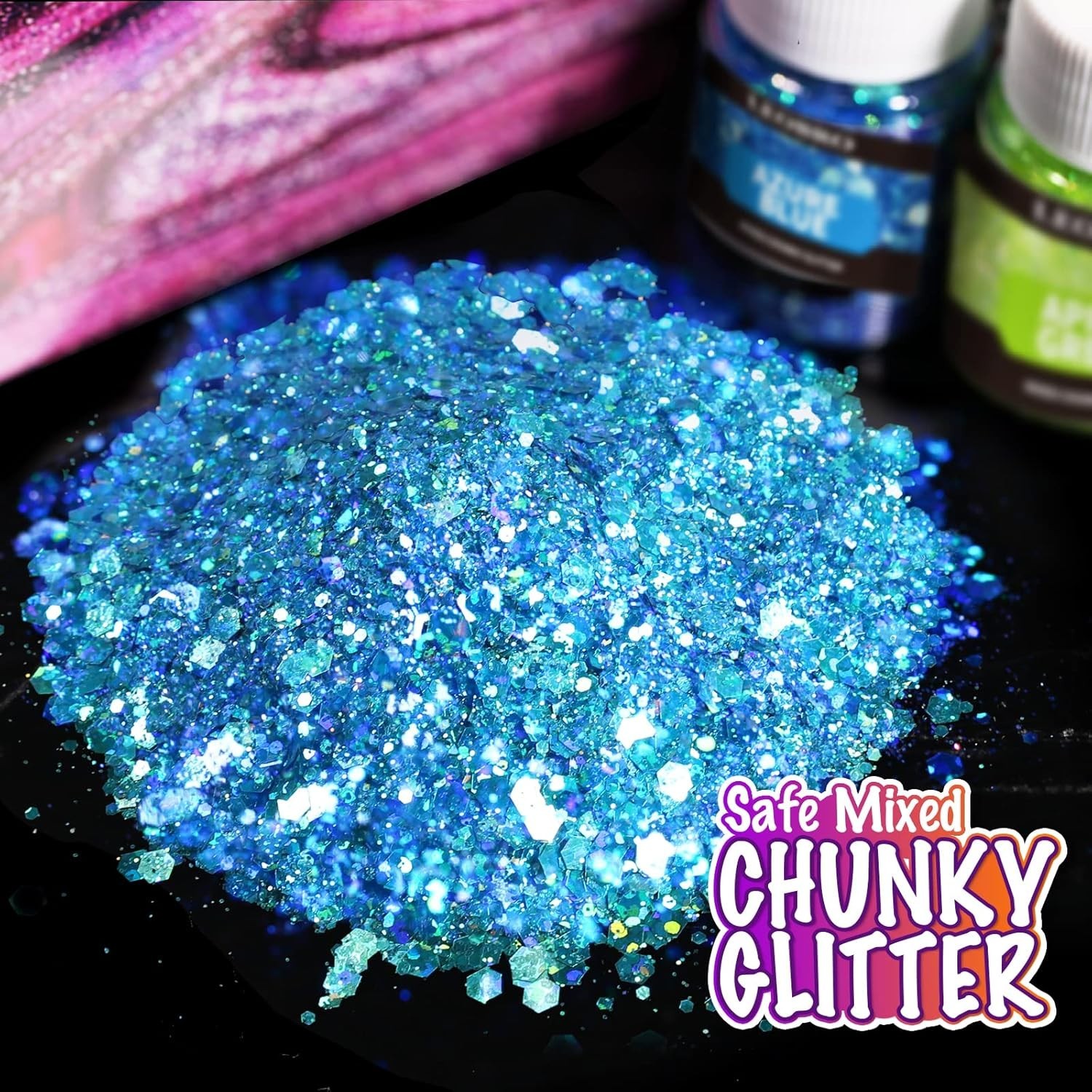 Holographic Chunky Glitter 15 Colors Craft Glitter for Resin Nail Body 5 Mixing