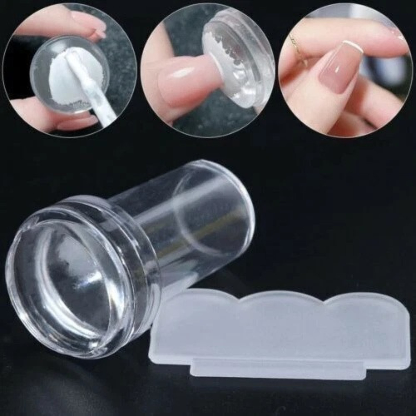 French Nail Art Stamper Silicone Jelly Tool with Scraper for DIY Manicure