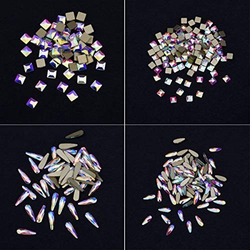240pcs Flatback Crystals Mix – 12 Styles, Multi Sizes, Glass AB Rhinestones for