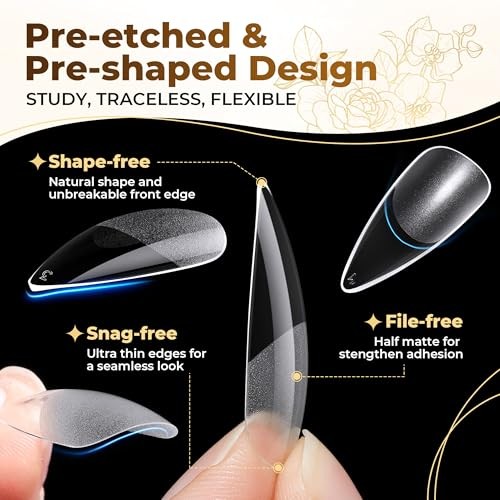 Nails Tips,504Pcs Press-on Nails Stiletto Clear Gel Nail Tips, Medium Stiletto
